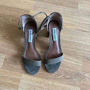 Steven Madden Irenee Olive Green Classic Suede Low Block Heel